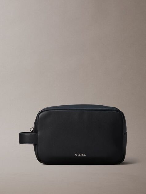 Black Signature Logo Wash Bag  Men