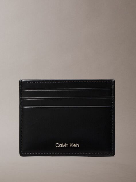 Black Leather RFID Logo Cardholder  Men