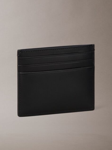 Black Leather RFID Logo Cardholder  Men