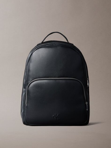 Black Logo Webbing Strap Round Backpack  Men