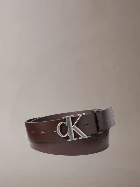 Brown Full Grain Leather Logo Belt  Men