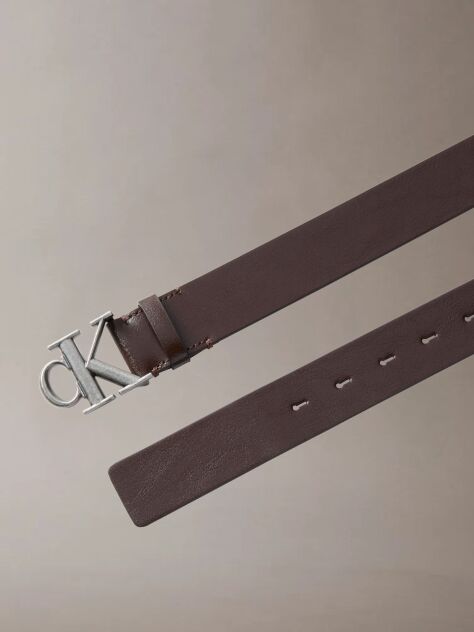 Brown Full Grain Leather Logo Belt  Men