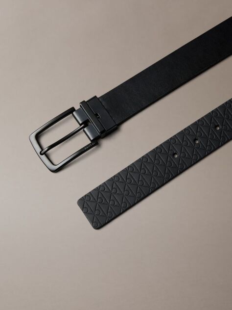 Black Reversible Full-Grain Leather Belt  Men