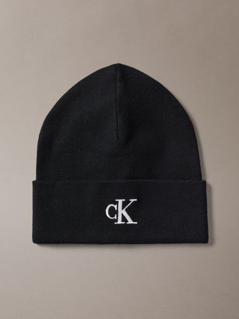 Black Signature Logo Beanie  Men