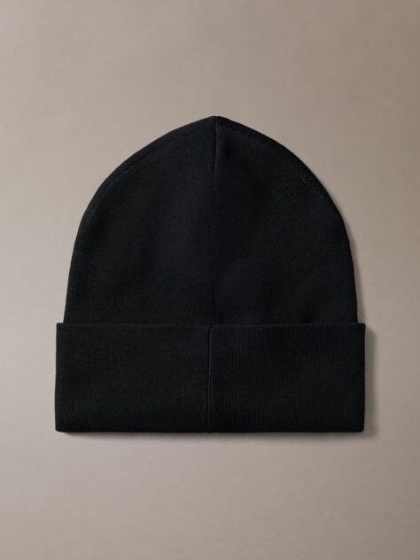 Black Signature Logo Beanie  Men