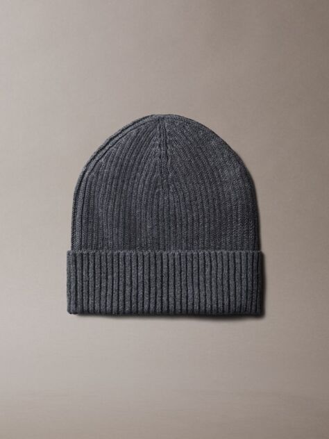Grey Cotton Cashmere Blend Beanie  Men