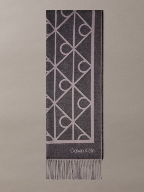 Black Soft Two-Tone Emblem Logo Scarf  Men