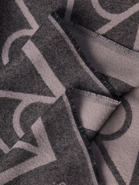 Black Soft Two-Tone Emblem Logo Scarf  Men