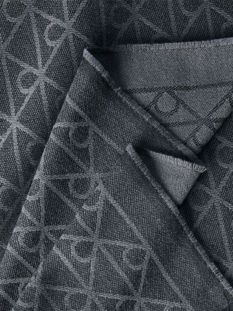 Black Wool Blend Emblem Logo Scarf  Men
