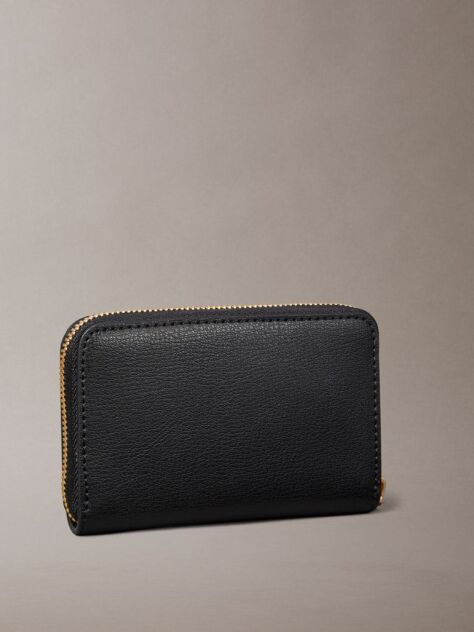 Black Foil Logo Square Zip Wallet  Women