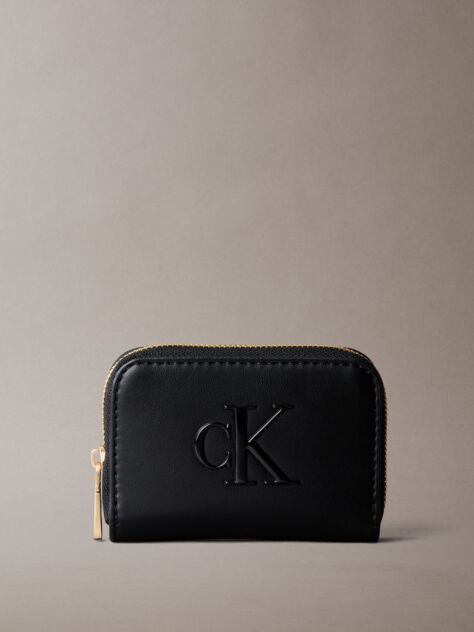 Black Monogram Zip Wallet  Women