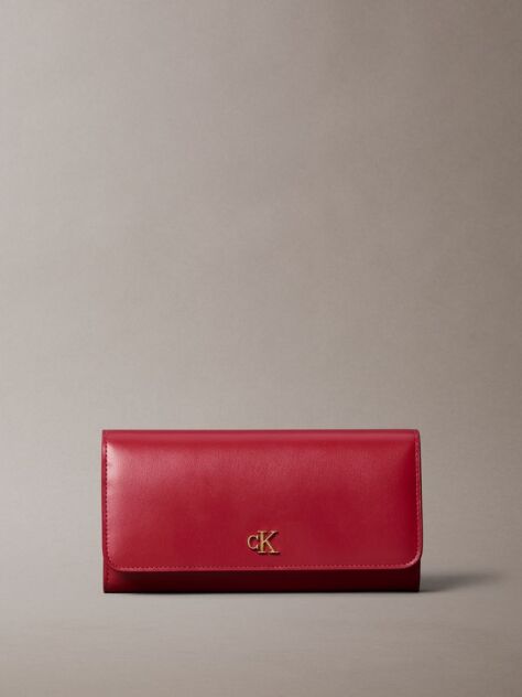 Red Leather RFID Monogram Longfold Wallet  Women