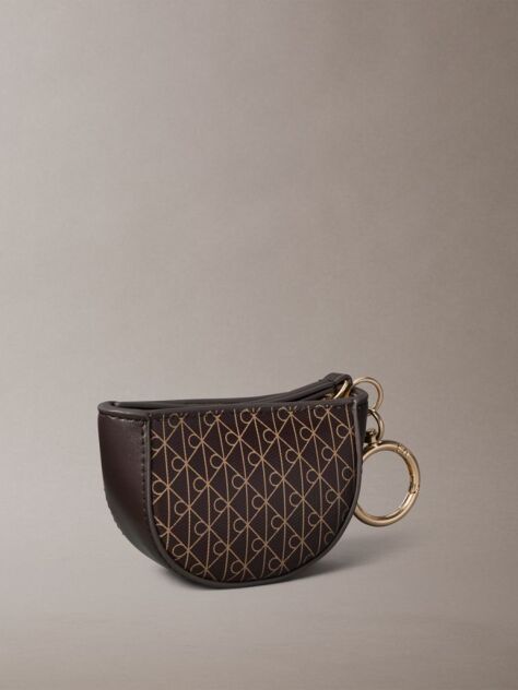 Brown Emblem Logo Mini Zip Pouch Bag Charm  Women