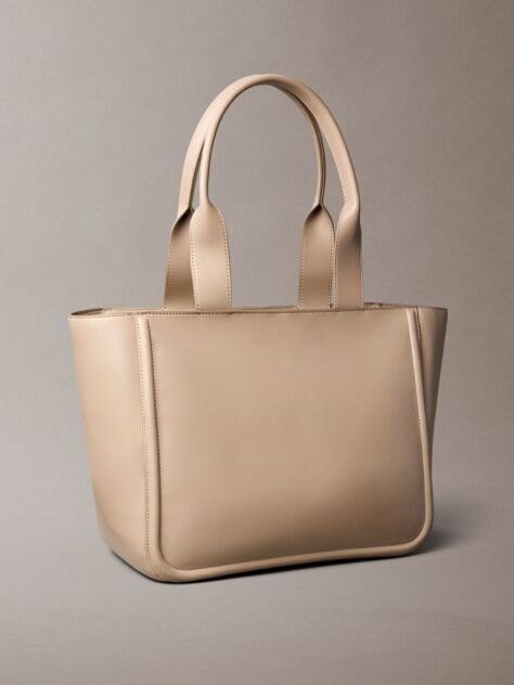 Beige Embossed Monogram Logo Tote Bag  Women