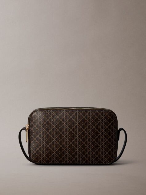 Brown Allover Monogram Logo Camera Bag  Women
