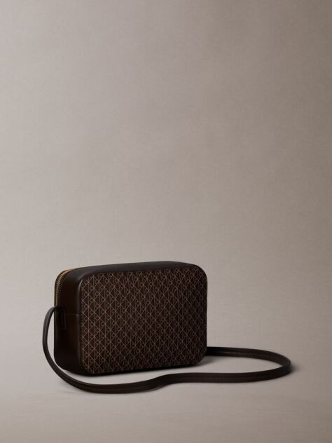Brown Allover Monogram Logo Camera Bag  Women