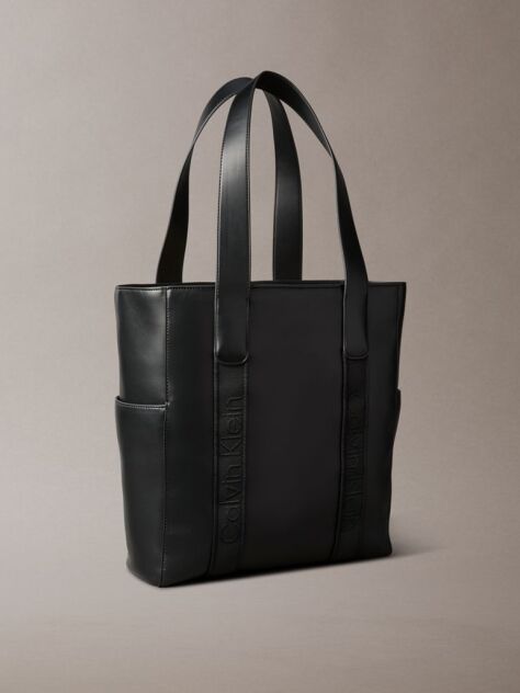 Black Jacquard Logo Laptop Tote Bag  Women