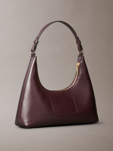 Red Allover Monogram Logo Shoulder Bag  Women