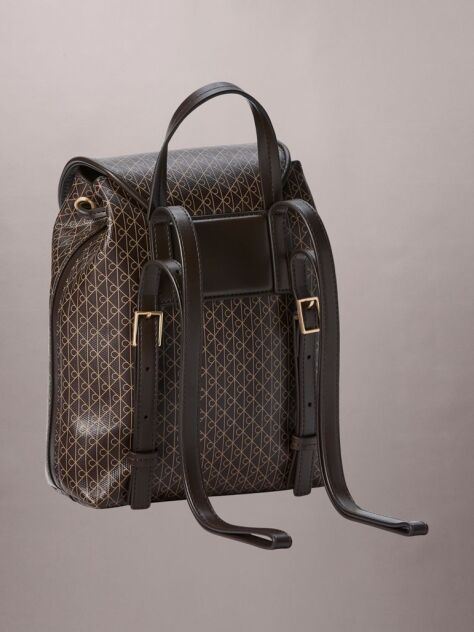 Brown Allover Emblem Logo Mini Backpack  Women