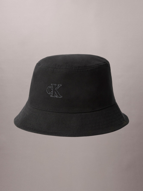 Black Canvas Signature Logo Bucket Hat  Women