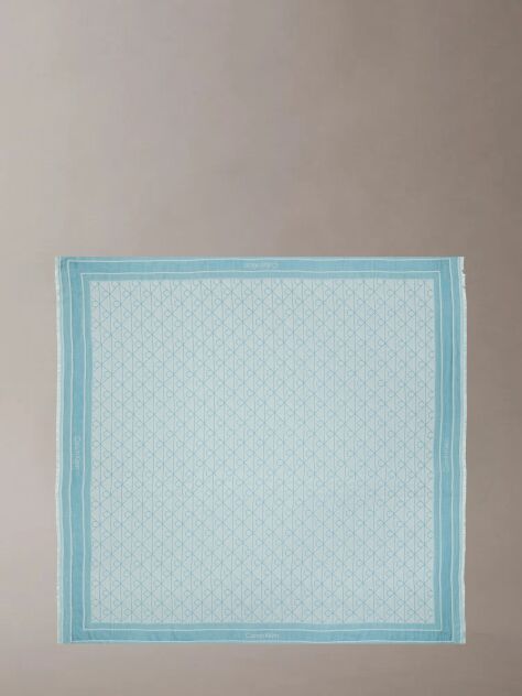 Blue Emblem Jacquard Square Modal Scarf  Women