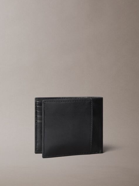 Black Leather RFID Billfold Wallet  Men