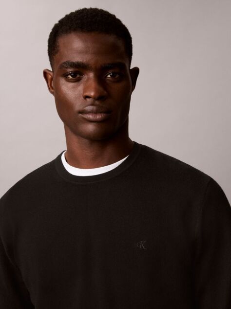 Black Merino Wool Classic Sweater  Men