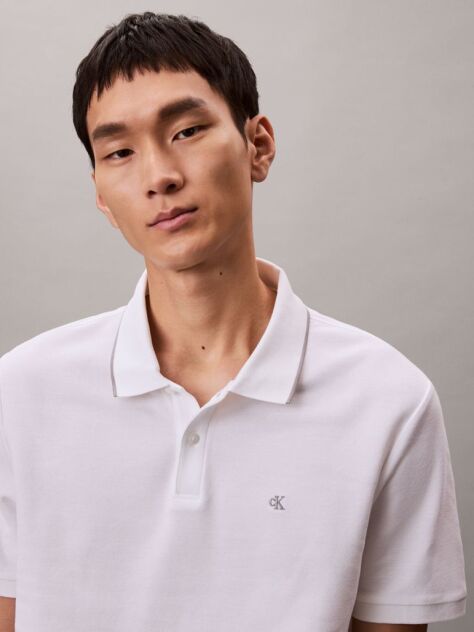 White Piqué Tipping Polo Shirt  Men