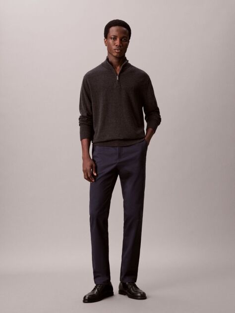 Grey Slim Sateen Chino Trouser  Men