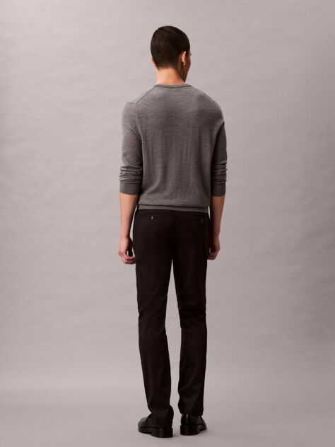 Black Slim Sateen Chino Trouser  Men