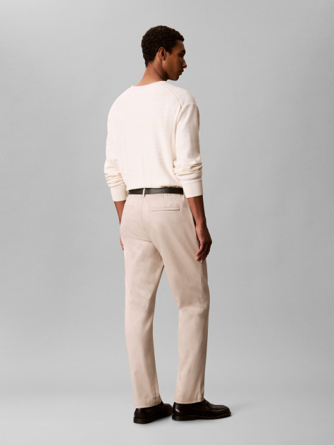 Beige Semi-Elasticated Waist Straight Chinos  Men