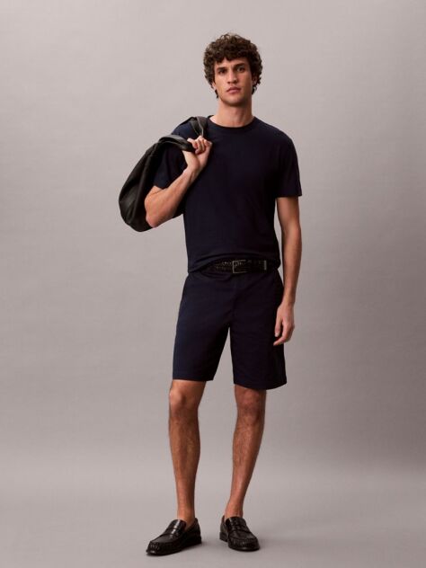 Blue Textured Stripe Crew Neck T-Shirt  Men