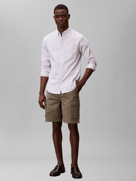 Green Cotton Twill Cargo Shorts  Men