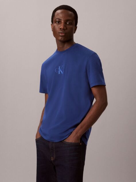 Blue Monogram Logo T-shirt  Men