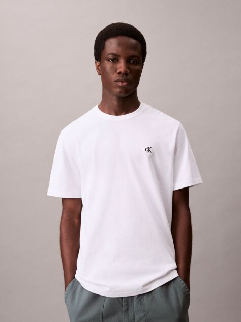 White Embroidered Monogram Relaxed T-Shirt  Men