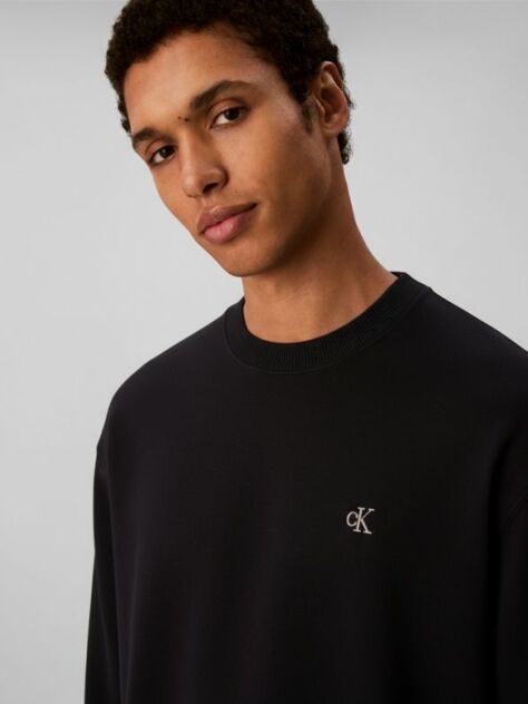 Black Relaxed Cotton Monogram Jumper  Men