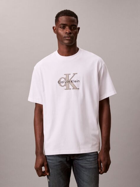 White Monologo Graphic Relaxed T-Shirt  Men
