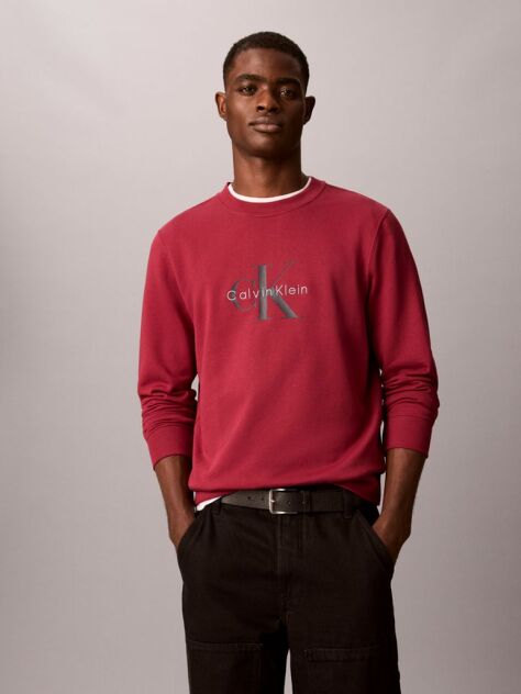 Red Cotton Terry Monogram Sweatshirt  Men