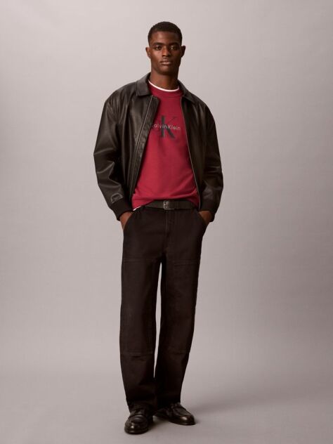 Red Cotton Terry Monogram Sweatshirt  Men