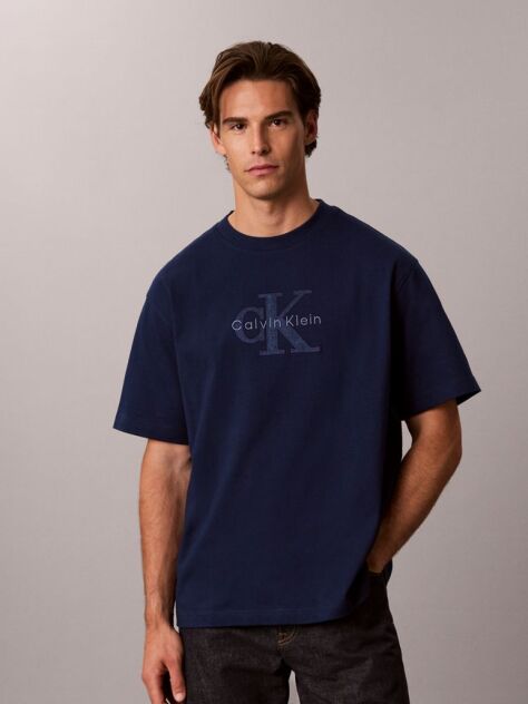 Blue Relaxed Logo Appliqué T-shirt  Men