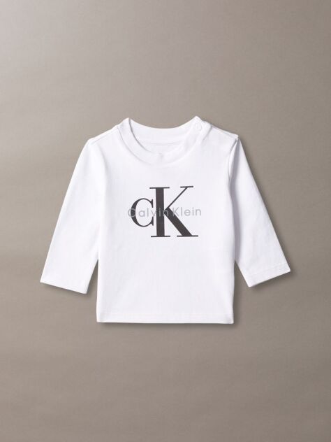 White Newborn Long Sleeve Logo T-shirt  Newborn