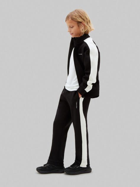 Black Colour-Blocked Terry Track Top And Joggers Set  Boys