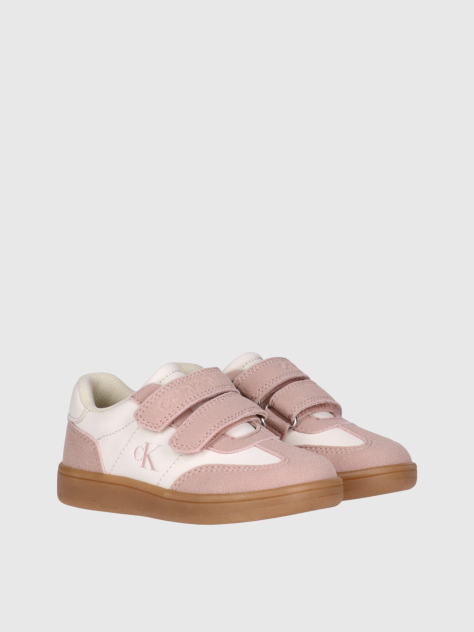 White Kids Low Cut Velcro Sneakers  Girls