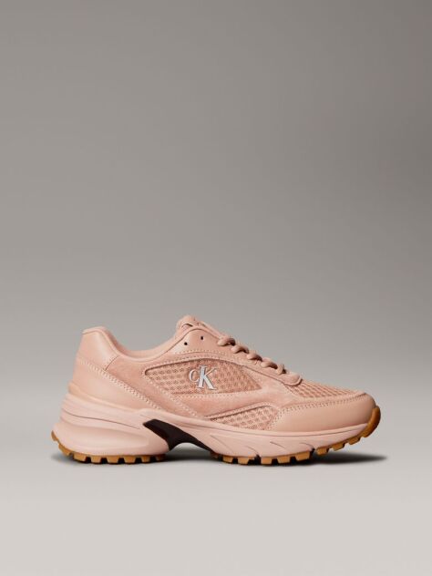 Pink Leather and Breathable Mesh Trainers  Women