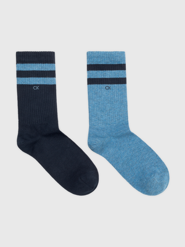 Blue 2 Pack Crew Socks  Men
