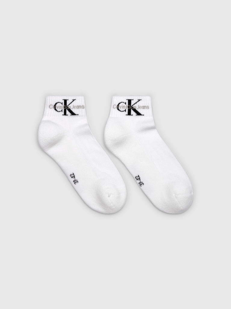White Quarter Socks 2 Pack Monogram  Men