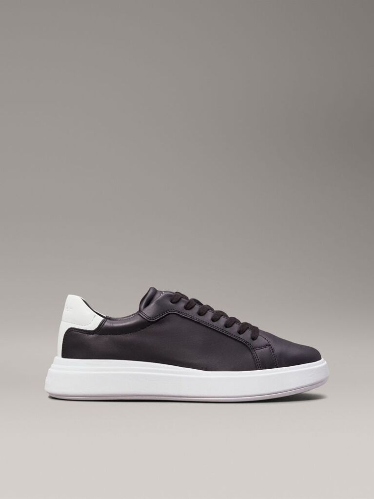 Black Leather Trainers  Men