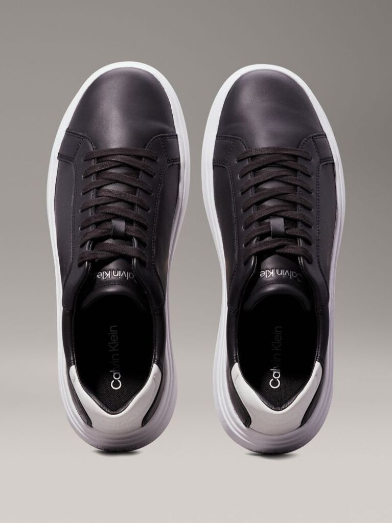 Black Leather Trainers  Men