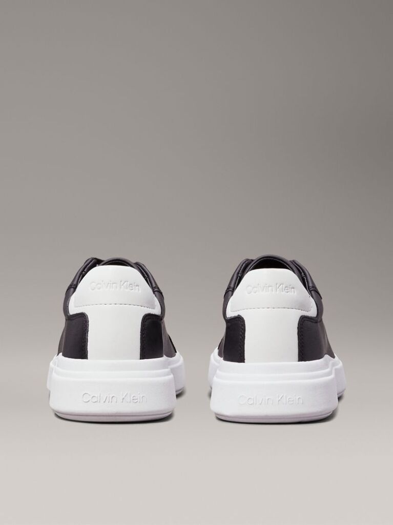 Black Leather Trainers  Men