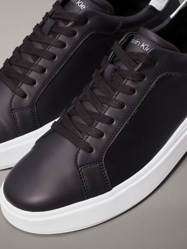 Black Leather Trainers  Men